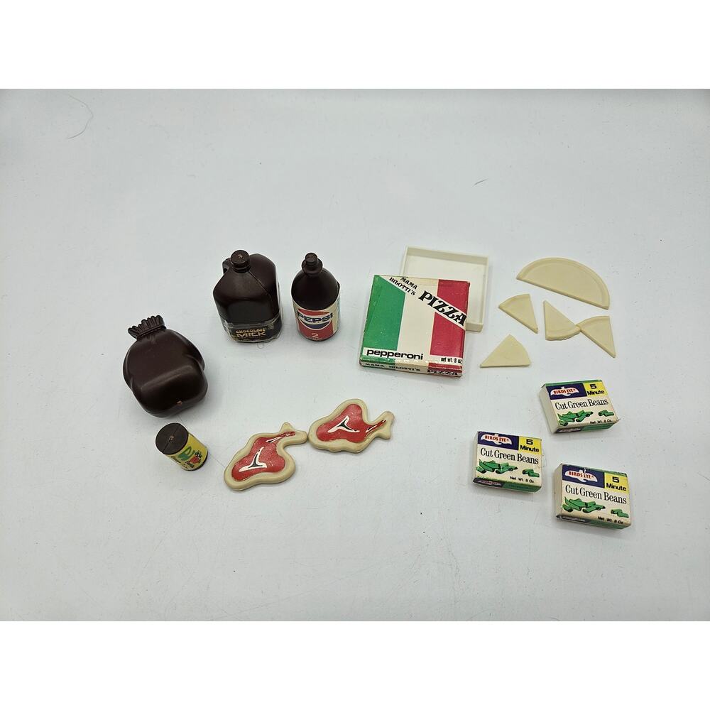 Vintage Lot Marx Sindy Accessories Food Drink Pizza Forzen Food Meat Cans - Picture 12 of 12